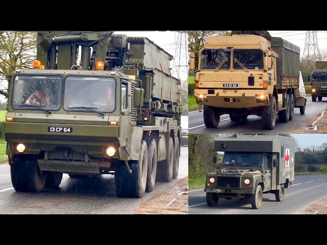 Military Trucks & Land Rovers in convoys - Ex Steadfast Defender 2024