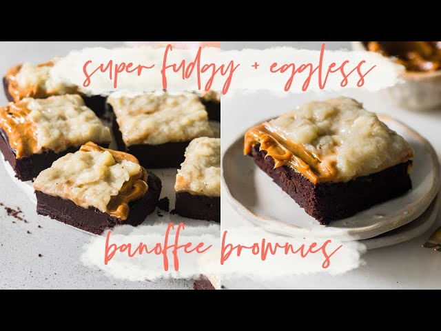 Eggless Banoffee Brownies // Dulce De Leche Brownies Recipe // Banana Caramel Brownies