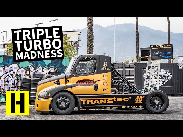 2,400 Horsepower Triple Turbo Semi Truck Obliterates its Tires: Mike Ryan's Hillclimb Beast