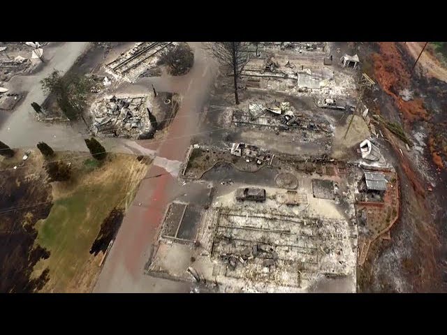 Drone view of Boston Flats fire destruction