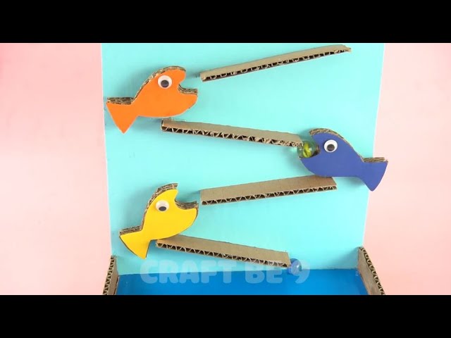 CRAFT AND FUN - How to make Marble Fish Run Machine from cardboard