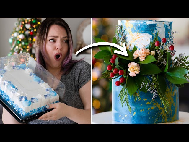 Turning a $20 Grocery Store Cake into a Winter Wedding Cake!