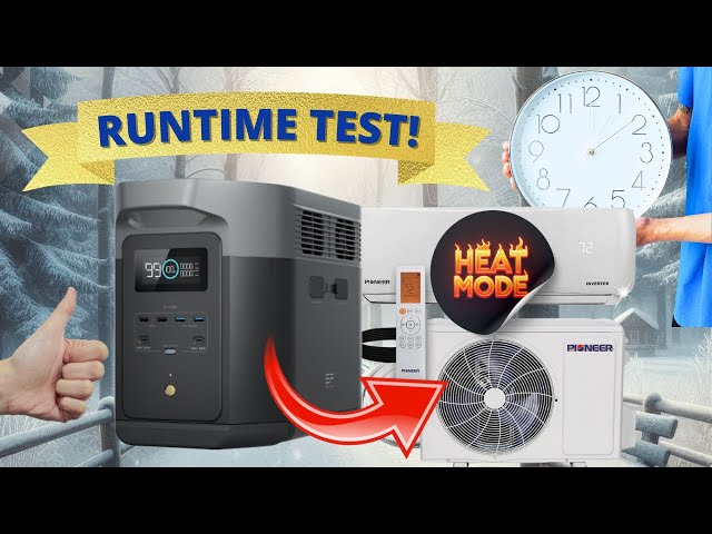 Ultimate Runtime Test: EcoFlow Delta 2 Max vs. Pioneer Mini Split Heat Pump in Heat Mode!