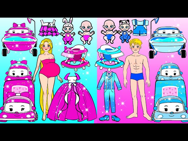 [🐾paper Diy🐾] Blue Ken VS Pink Rapunzel Pregnant New Motorhome Decor| Rapunzel Compilation 놀이 종이