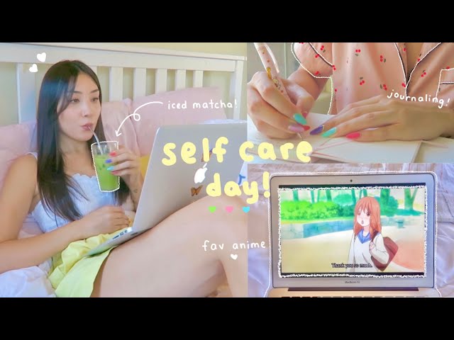 self care day vlog!🫧 journaling, skincare, my fav comfort anime, healthy meals