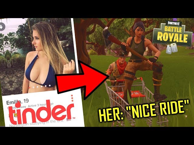 USING TINDER TO GET A GIRL ON FORTNITE - Picking her up in a SHOPPING CART (Real Life Fortnite Date)