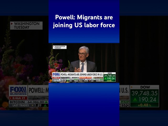 Jerome Powell says ‘influx’ of migrants is alleviating the labor shortage #shorts