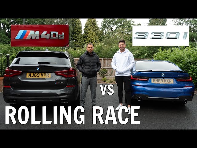 BMW 330i vs BMW X3 M40d | Which Is Better? (ROLLING RACE)