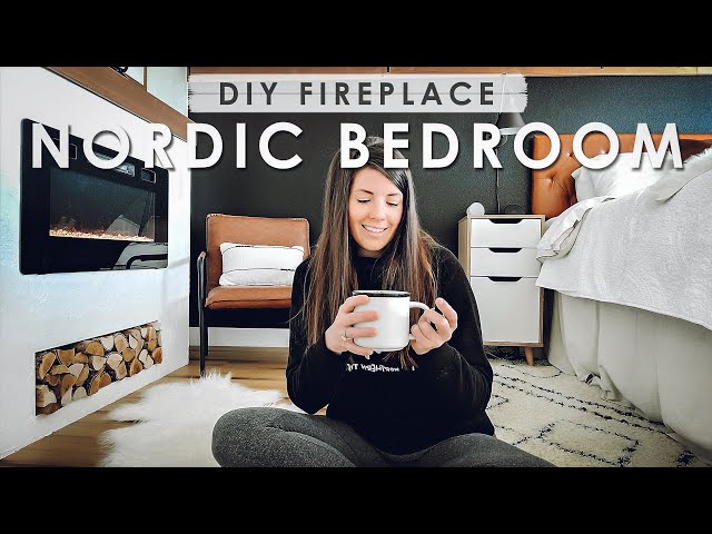 Adding DIY FIREPLACE to SMALL BEDROOM | Nordic Bedroom Makeover