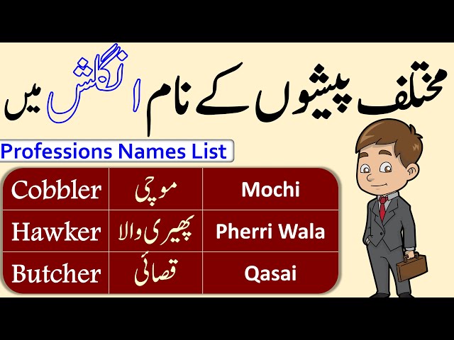 Name Of Professions In English With Hindi And Urdu Translation | Angrezify
