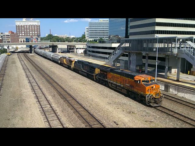 BNSF and CSX Power on UP WB Grain Train lead by BNSF #3985. Kansas City, MO 5/18/24