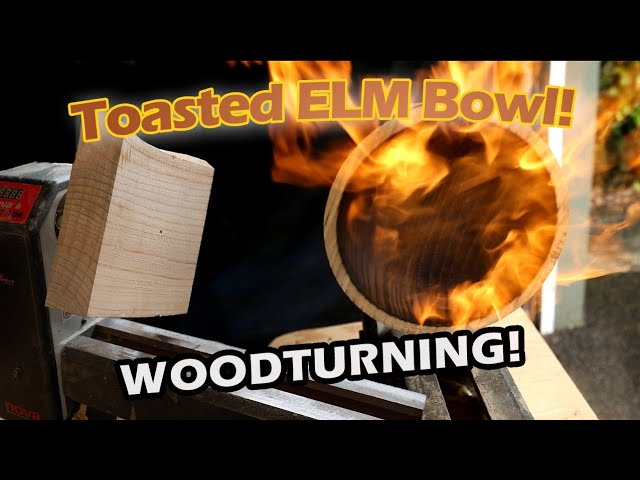 Woodturning an elm bowl.