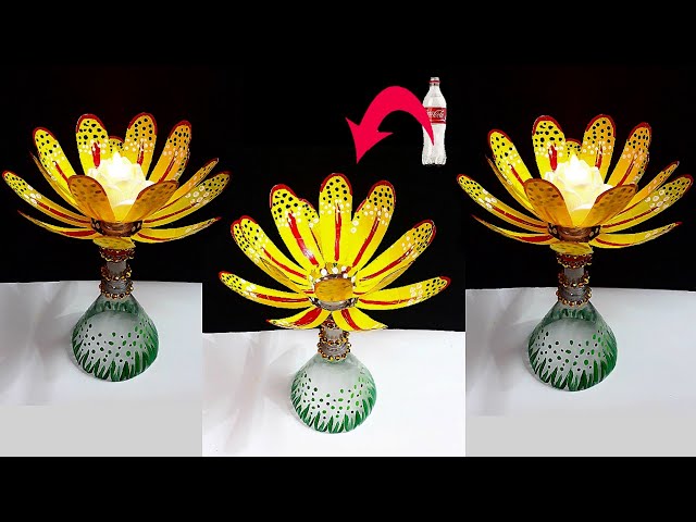 DIY- New Showpiece/Tealight holder made from Plastic Bottle| Best out of waste home decoration idea
