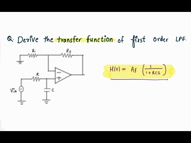 Transfer function of FIRST ORDER LOW PASS FILTER | Op-amp Low Pass Filter | LPF