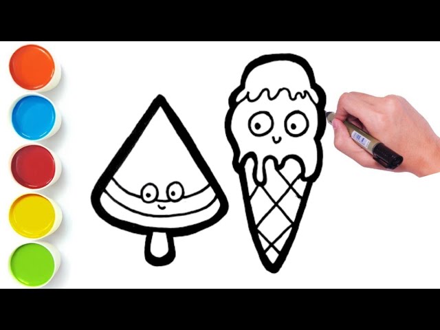 Cute Ice Cream Drawing, Easy Ice cream Drawing Tutorial for kids and Toddlers