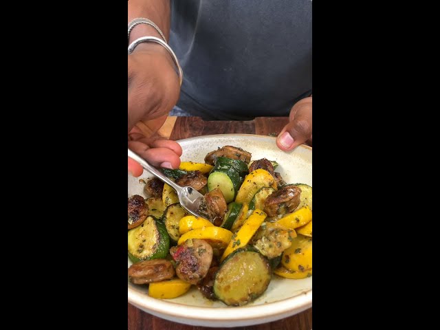 Quick Low Carb Dinner - Italian Sausage & Squash in Sage Butter
