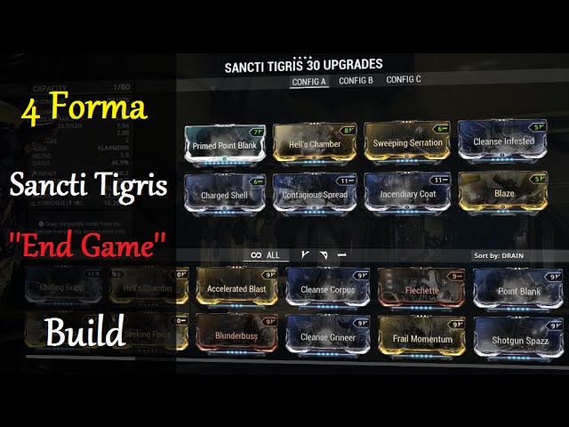 Warframe Weapon Builds - Sancti Tigris ''End Game'' Build (4 Forma)