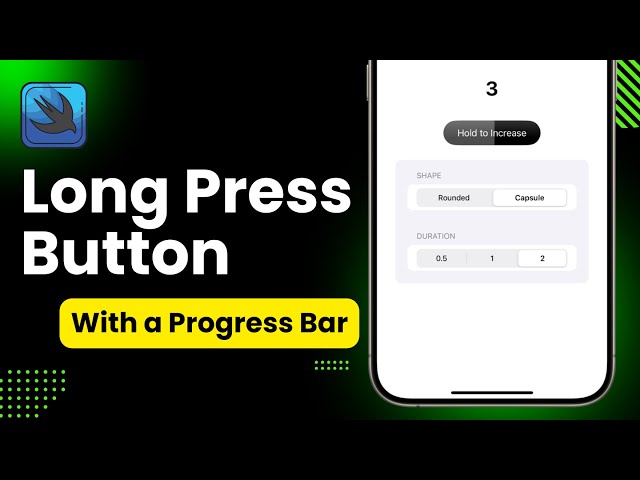 Long Press Button With Progress Bar - SwiftUI - Xcode 15