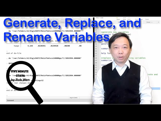 Generate, Replace, and Rename Variables | Data Management Using Stata | Stata Tutorials Topic 25