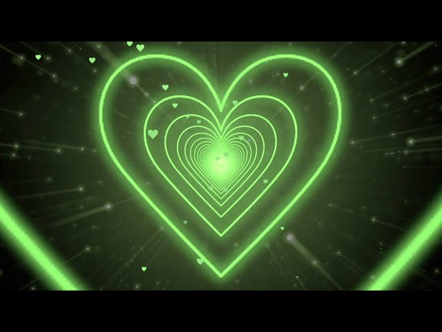 Green💚 Heart Tunnel | Neon Heart Tunnel Loop Moving Background | Love Heart Tunnel [3 Hours]