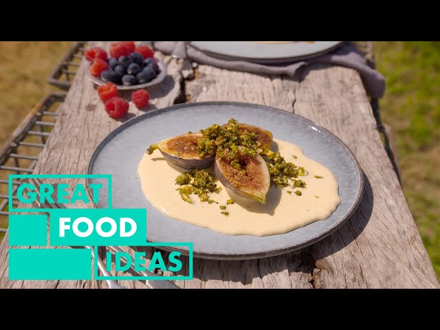 Nutmeg Figs with Mint Pistachio Sugar & Custard | FOOD | Great Home Ideas