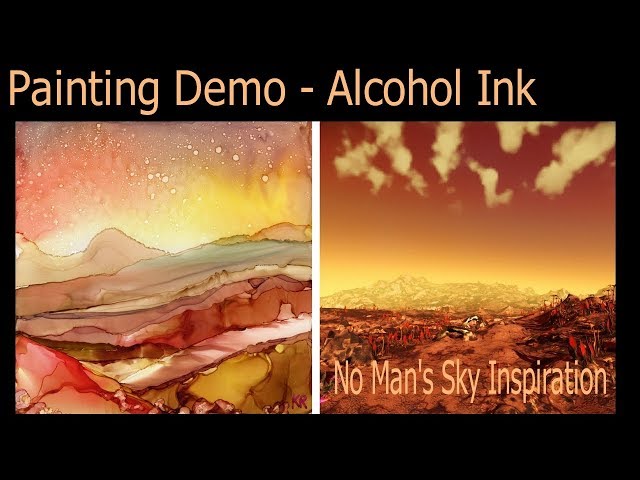#4 Alcohol Ink Abstract/Landscape Painting Demo on tile - kristarobertsonart