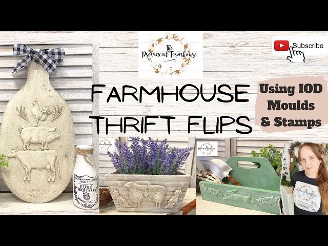 Farmhouse Thrift Flips using IOD Moulds & Stamps