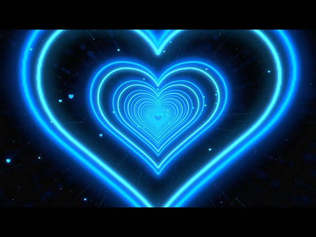 Neon Lights Love Heart Tunnel💙💙Blue Heart Background | Neon Heart Tunnel Loop 3 Hour Looped