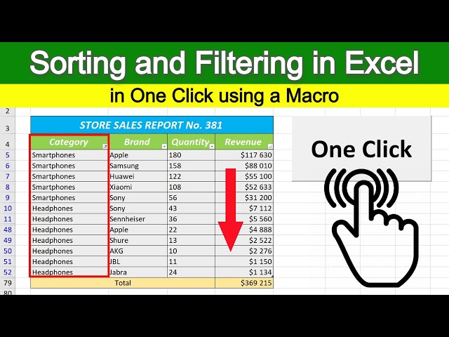 How to Sort and Filter Excel Data in just One Click