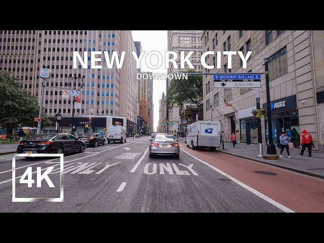 4K Driving in Downtown New York City - Lower Manhattan - Financial District - Binaural - 2022 - USA
