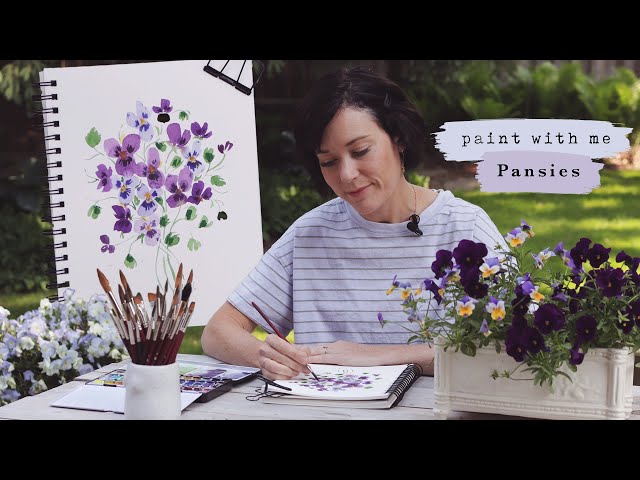 How To Paint Watercolor Pansies | Real Time Beginner Tutorial