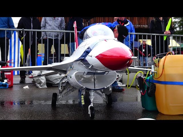 INCREDIBLE RC SCALE US AIR FORCE F-16 THUNDERBIRD TURBINE JET INSANE ABILITY