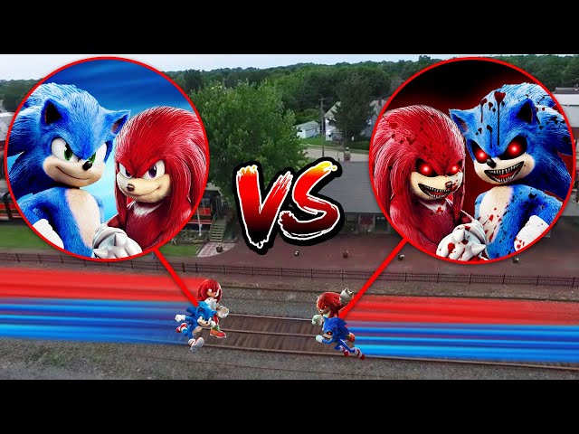 DRONE CATCHES SONIC & KNUCKLES VS SONIC.EXE & KNUCKLES.EXE IN REAL LIFE!! (EVIL TWINS)