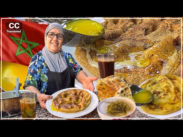 وثائقي: الفطور  🥞 اللذيذ والشهير الأكثر طلبا في مدينة مراكش بخبز الشعير، العسل، الحريرة والزبدة...