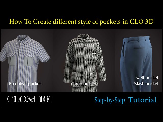 CLO3D - how to create different style of pockets #clo3d #tutorial #beginnersguide