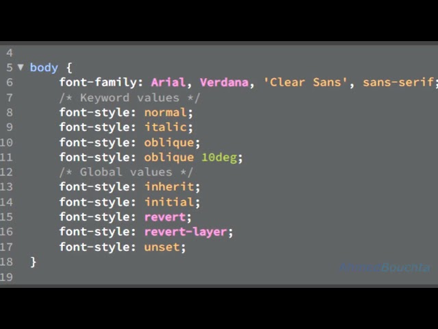 06. خاصية تحديد شكل الخط font-style في CSS