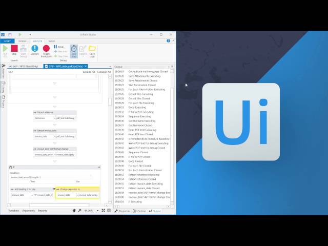 UiPath software robot at work processing invoices in SAP