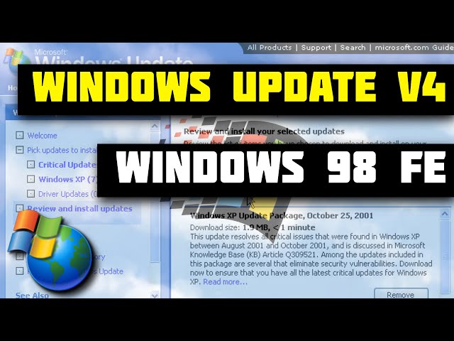 Windows Update Restored v4 on Windows 98 First Edition