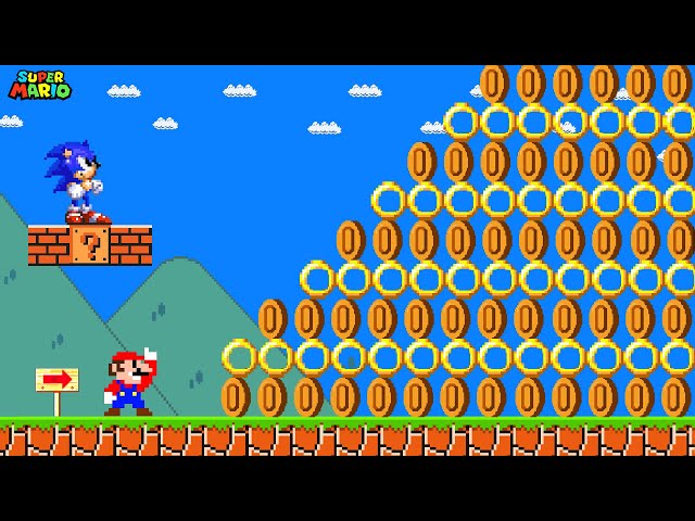 Can Mario vs Sonic Collect 1,000,000 Coins and Rings in New Super Mario Bros.Wii? | Game Animation