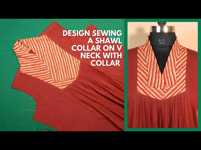 Design Sewing A Shawl Collar On V Neck With Collar | Dress Neck Design Cutting And Stitching A23