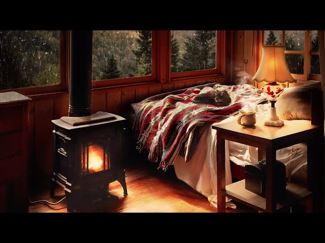 Rain & Fireplace Sounds | Cozy Cabin Ambience 8 hours | Sleep, Study, Meditation