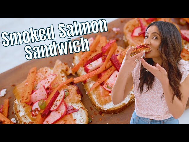 LOADED Smoked Salmon Toast (lox Sandwich) with Feta!