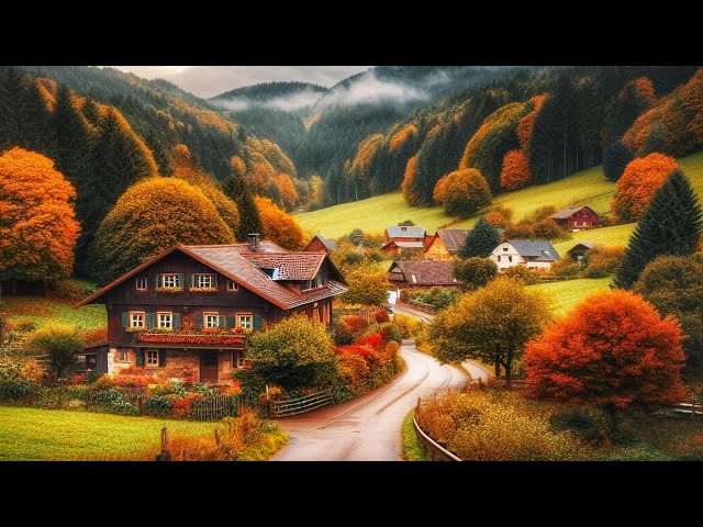 Autumn walking tour in A beautiful German village 4K 60fps - Charming countryside in Germany