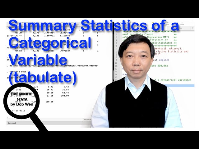 Summary Statistics of a Categorical Variable (tabulate) | Stata Tutorials Topic 20