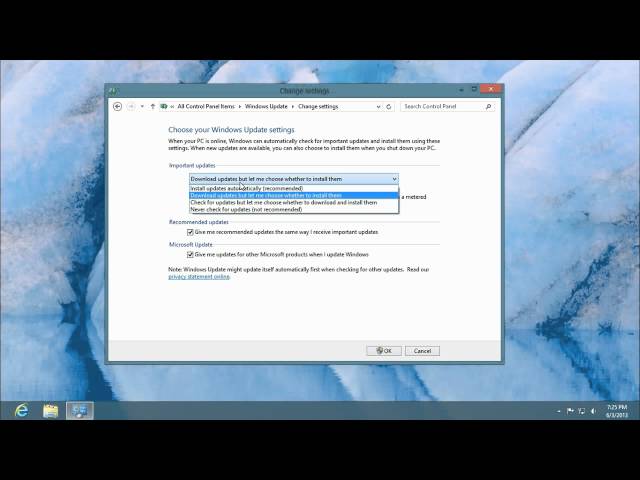 How to edit Windows 8 Update Settings