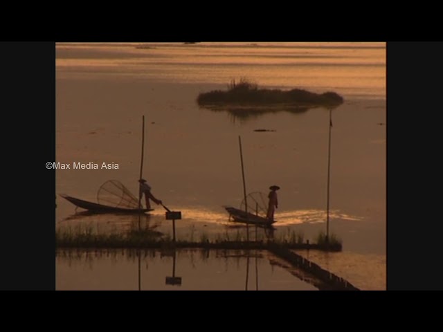 Burma Irrawaddy River Delta Beautiful Sunset Dawn Fishermen Part 2