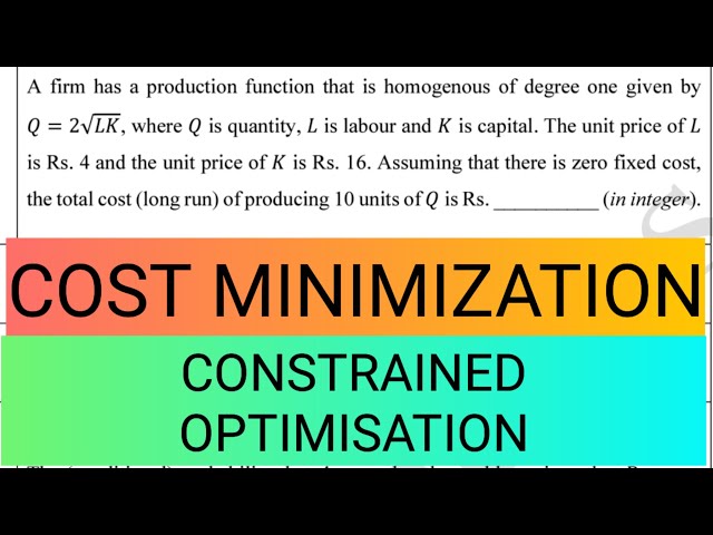 production function and constrained optimisation
