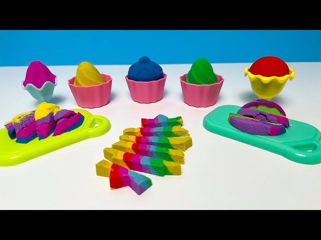Making Colourful and Rainbow Kinetic Sand Cupcakes