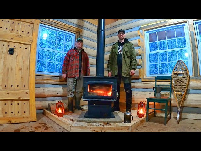 Installing our Wood Stove before Snowstorm! / Ep90 / Outsider Cabin Build
