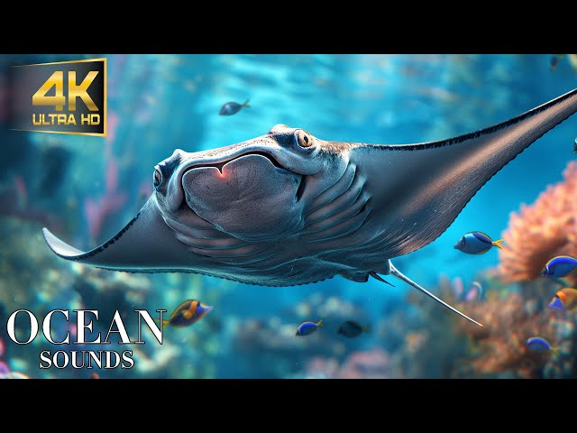 ocean wild 60FPS 4K ULTRA HD  Sea animals with ocean white sounds, relaxing piano music